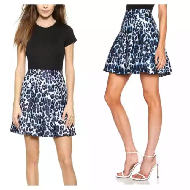 DVF Diane Von Furstenberg Gemma Animal Print Leopard A-Line Mini Skirt 10