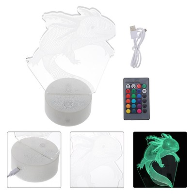 AMMONITE AXOLOTL NOTTURNA LUCE SALAMANDRA Messicana Pesce 3D illusione Lampada per bambini, 