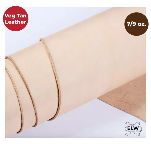 ELW 100% Veg Tan Full Grain Leather Cowhide Pre-Cut Pieces 7-9oz (2.8-3.6mm)