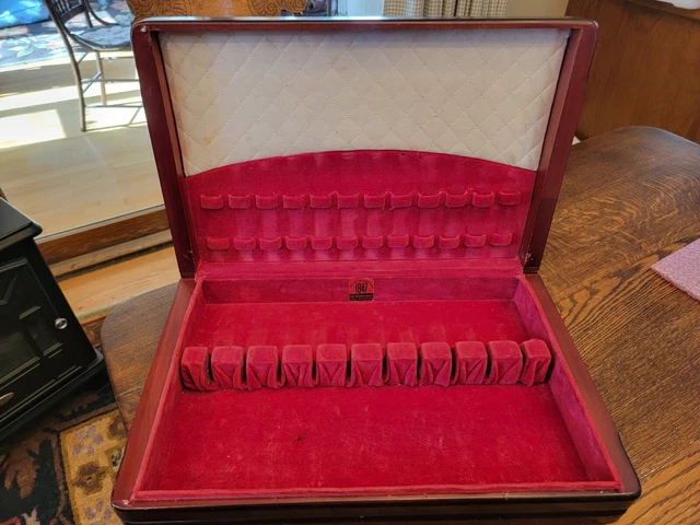De colección 1847 ROGERS BROS CUBIERTOS PLATEADOS CUBIERTOS MADERA CAJA DE ALMACENAMIENTO ESTUCHE PECHO