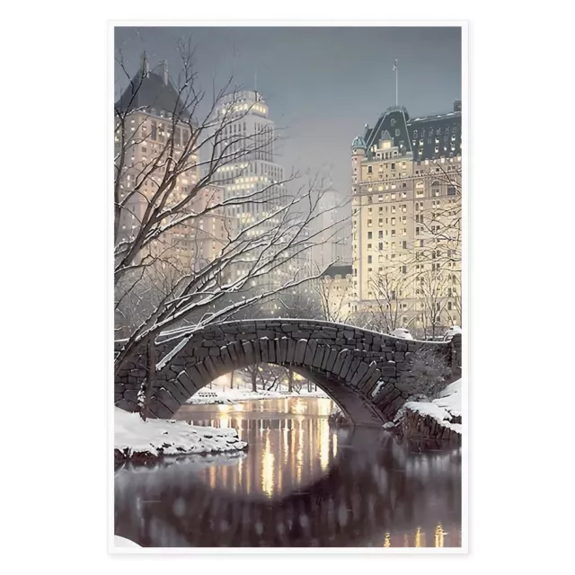 City Building And Bridge Landscape Canvas Painting Modern Abstract Wall Art Wate