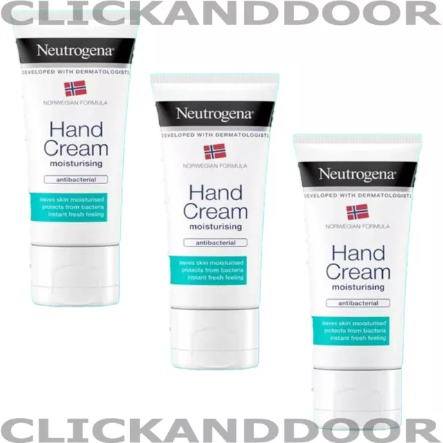 3 X Neutrogena Norwegian Formula Hand Cream Moisturising Antibacterial 50ml