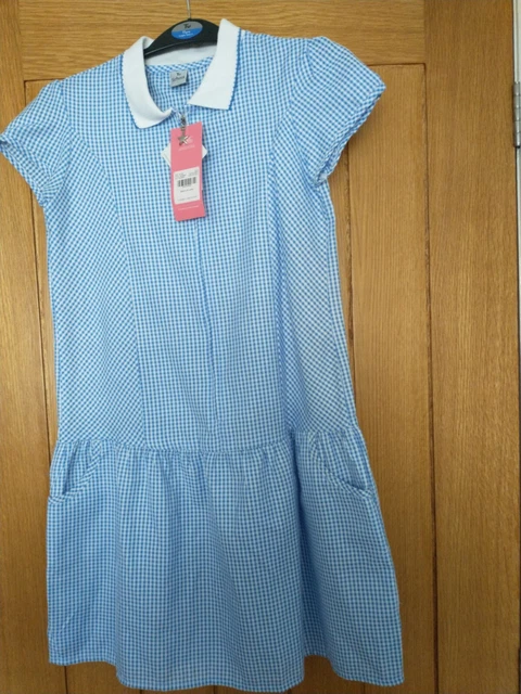 Abito da scuola blu Gingham - Età 10 - Nuovo con etichette