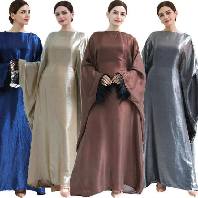Dubai Batwing Sleeve Oversize Kaftan Maxi Dress Muslim Abaya Caftan Ramadan Gown