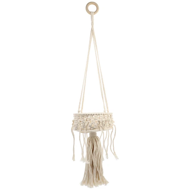 Rustic Shelf Decor Macrame Pot Hanger Cotton Rope Woven Basket Household