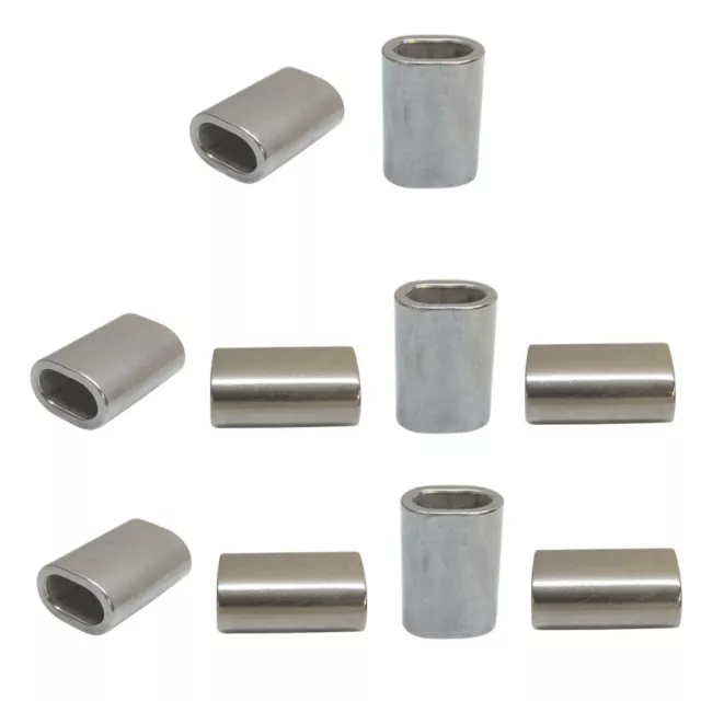 10Pc Marine Stainless Steel Wire Rope Cable Clip 3/32" Oval Crimping Sleeve Tube