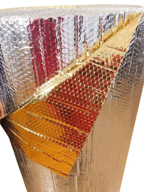 REFLECTIVE GOLD SILVER FOIL Double BUBBLE ROLL Insulation 12x5 HEAT RESISTANT