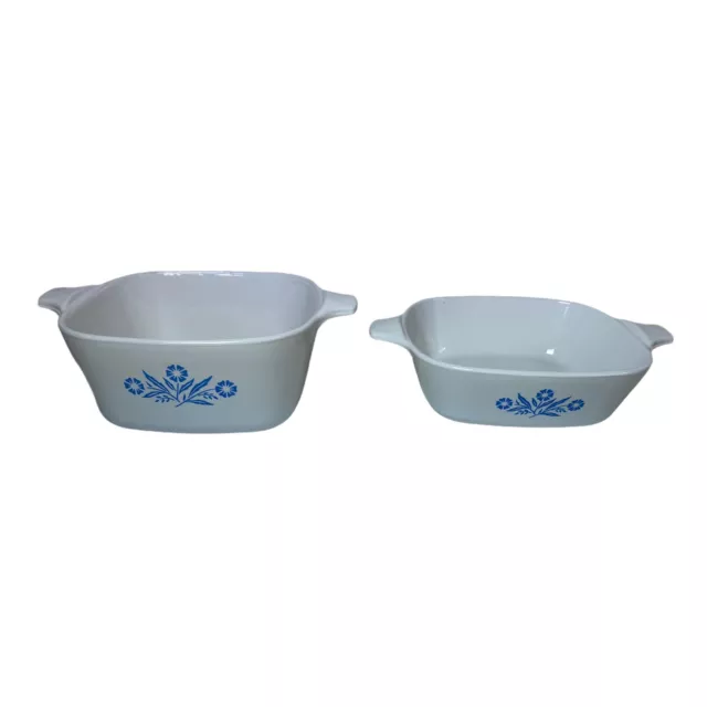 2-Pc VTG Corning Ware BLUE CORNFLOWER Casserole Baking Dishes P-43-B & 1 P-41-B