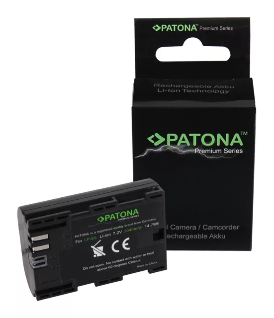 Batteria Maggiorata PREMIUM PATONA 2040 mAH CANON LP-E6+ LPE6+ EOS 6D 7D 60D 70D