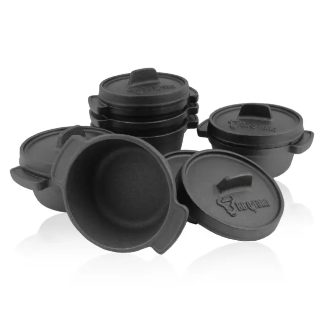 BBQ-Toro Mini Dutch Oven Set | Gusseisen Serviertöpfe (6 Stück) | Guss Minitopf
