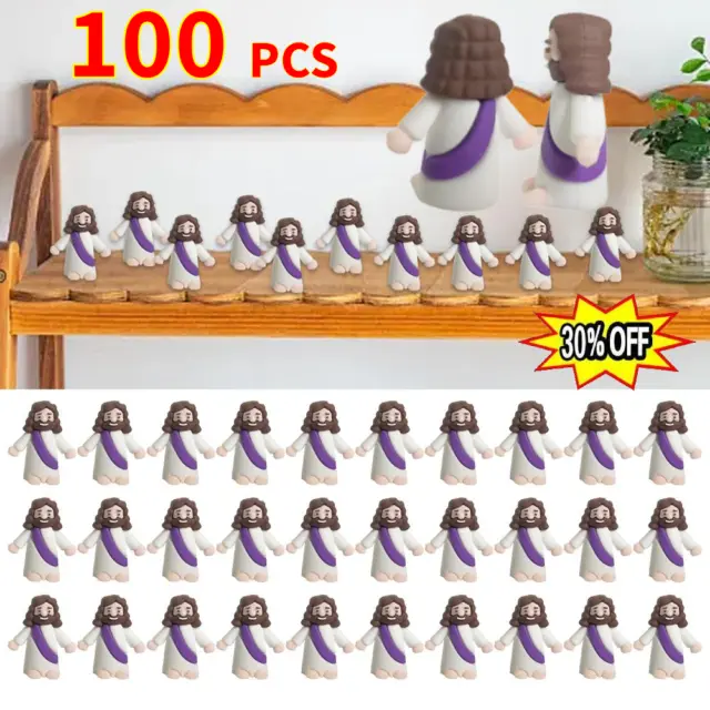 100X Mini Jesus Figurine Easter Decorations, Tiny Baby Jesus Figurines in Bulk