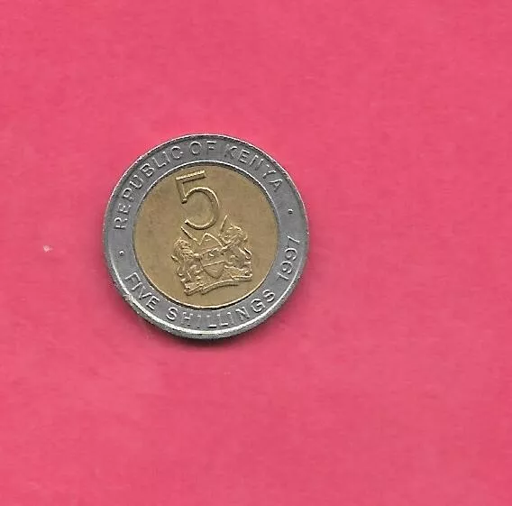 Kenya Km30 1997 5 Shillings Vf Very Fine Nice Recent Bi-Metal Coin