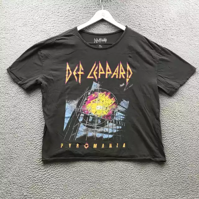 Def Leppard Pyromania T-Shirt Women's XL Short Sleeve Graphic Crew Neck Gray