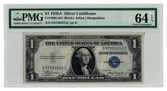 1935A $1 Silver Certificate Fr. 1608 (DC Block) - PMG 64 EPQ