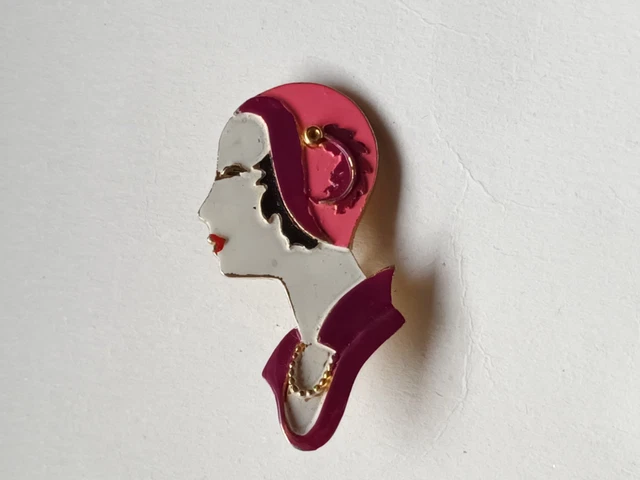 Broche Limoges vintage joyería francesa para mujer pintura de porcelana