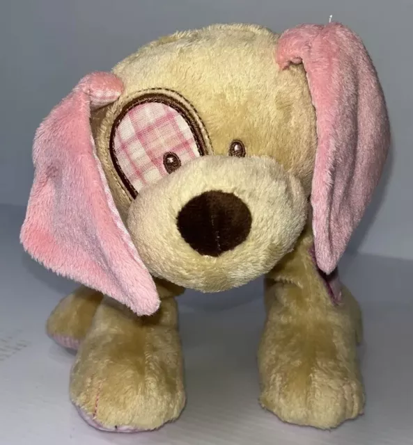 Baby Ganz Plush Calico Cuties Puppy Pink Dog Rattle Corduroy Stuffed Animal  10"