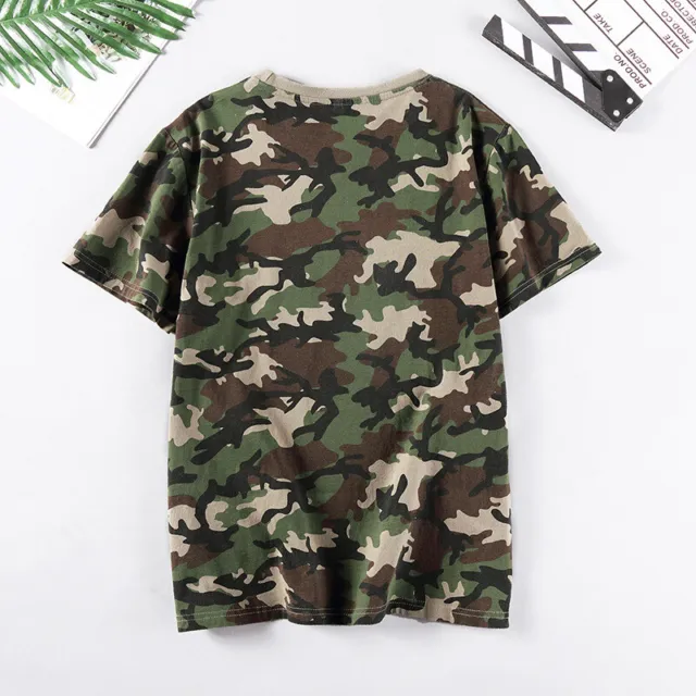 Men Camo T-shirt Casual Outdoor Sport Breathable Short Sleeve Hunting Tees Basic