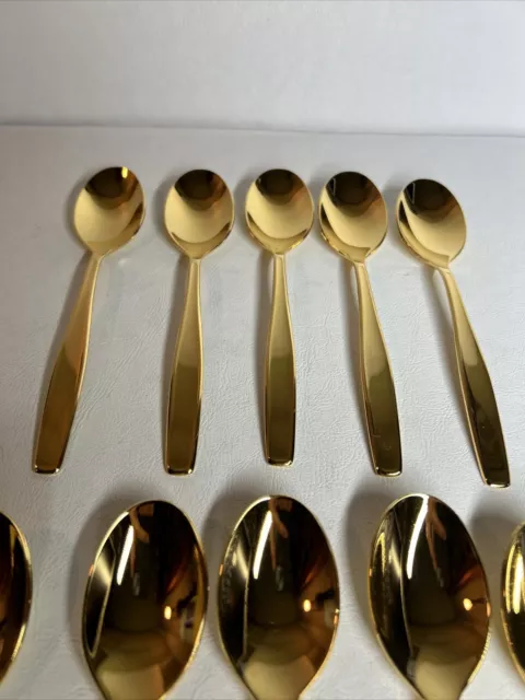 10 Spoons GOLDEN MODERN LIVING Rogers Cutlery Co. Stainless USA IS Gold 7”