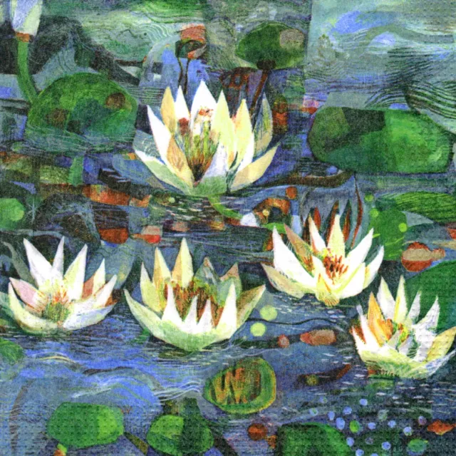 Serviettes en papier nénuphar lotus sur l'eau nymphéa. Paper napkins water lily