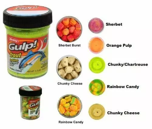 Brand New - Berkley Gulp Powerbait Nuggets Trout Fishing Bait Jar - Choose Colou