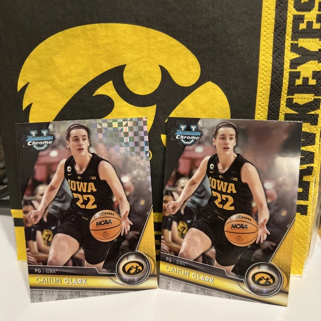 CAITLIN CLARK 2024 Bowman Chrome U 34 Xfractor & carte de base. Iowa
