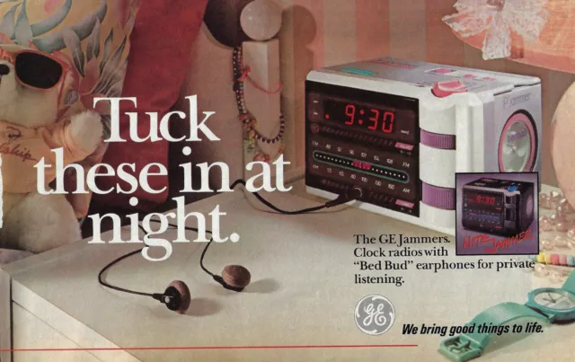 General Electric  GE Clock Radio Jammers 1988 Magazine Print Ad  Rare!