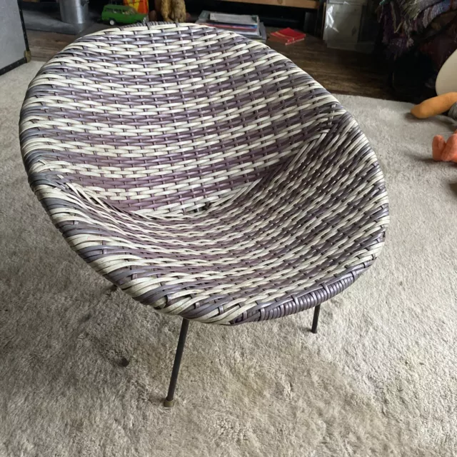 Vintage Retro Childs Woven Sputnik Satellite Vinyl Chair Mid-Century Rare