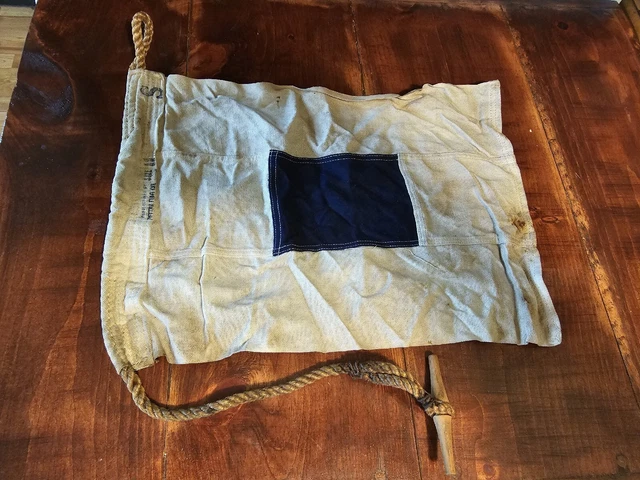 Antique Maritime Nautical Signal Flag Code S Original As Found