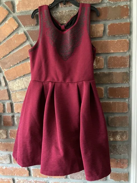 KWDZ Girls Kids Burgundy Dress Party Holiday No Name Tag Size 10-12