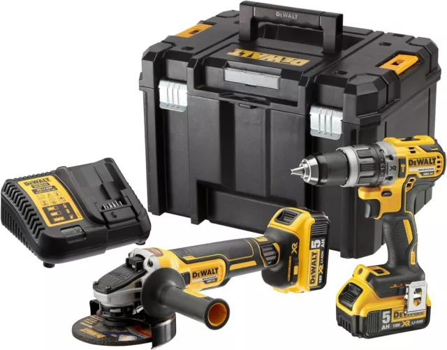 DeWALT DCK2080P2T-QW Kit Trapano Avvitatore DCD796 Smerigliatrice DCG405 18V 5A