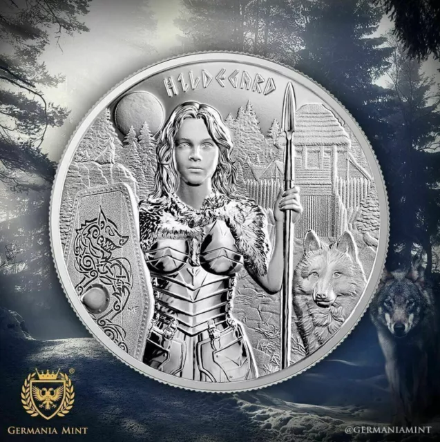 2022 valkyries Hildegard 1 oz .999 silver coin Goddess warrior protector w/ COA