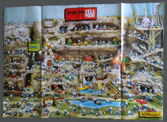 Grande Affiche Ancienne Les Schtroumpfs Par Télé Poche - Occasion Vintage