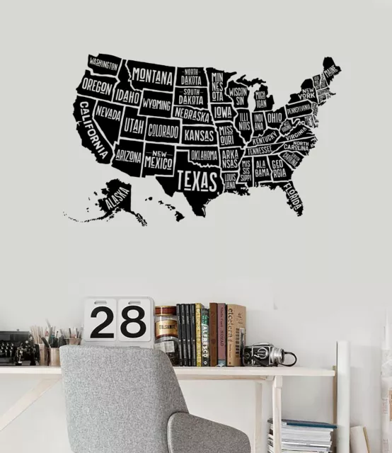 Vinyl Decal Wall Sticker Map United States Of America With State Names