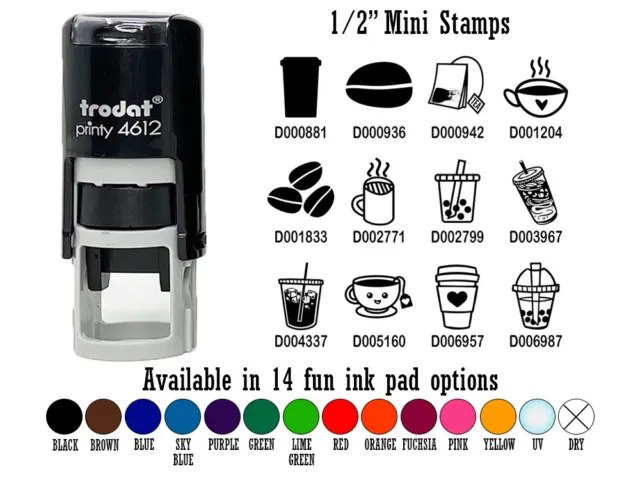 Coffee Iced Boba Tea Frequent Buyer Card 1/2" Self-Inking Rubber Stamp Stamper