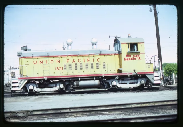 Railroad Slide - Union Pacific #1831 Switcher Locomotive 1977 Train Yard x2
