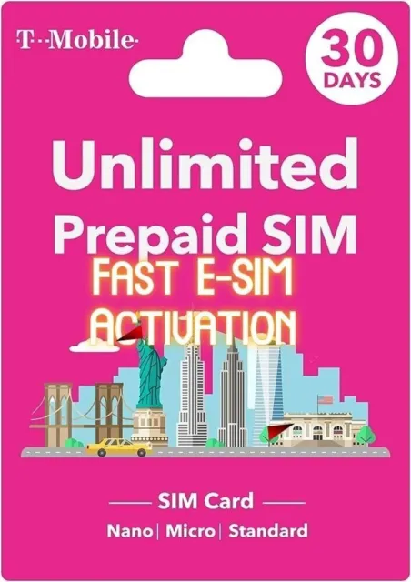 eSIM Only - 3 Month Plan - 90 Days - T-Mobile Unlimited 5G/4G LTE - 1 MONTH FREE