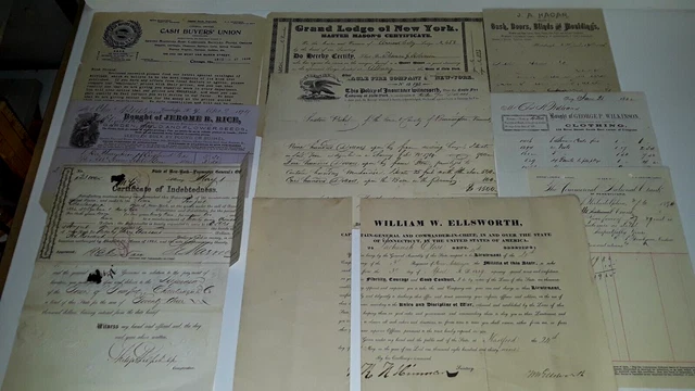 Antique Letterhead Billhead Receipts  1800's  LOT 0605