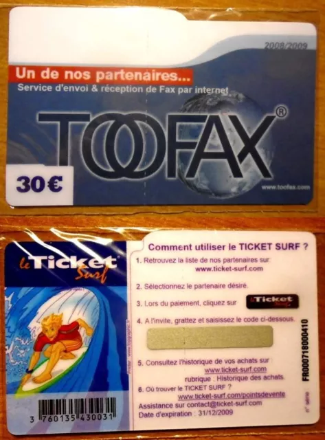 Ticket Surf – Toon-Life – 30 € – Neuf – 31/12/2009