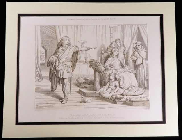 Antique Print Legend of Hereward the Wake Anglo Saxon Invasion Norman Conquest