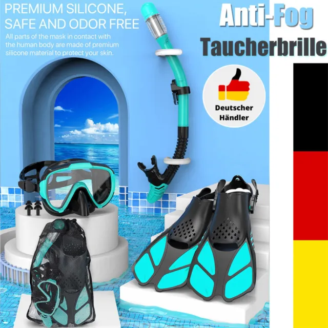 Profi Tauch und Schnorchelset Delphin Schnorchelflossen Tauchmaske Erwachsener