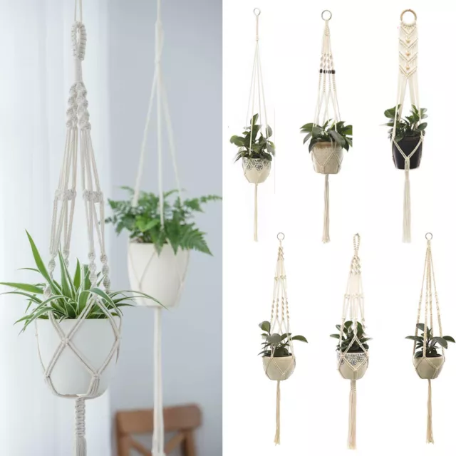 Macrame Plant Flower Pot Holder Hanger Hanging Planter Basket Hemp Rope Braided