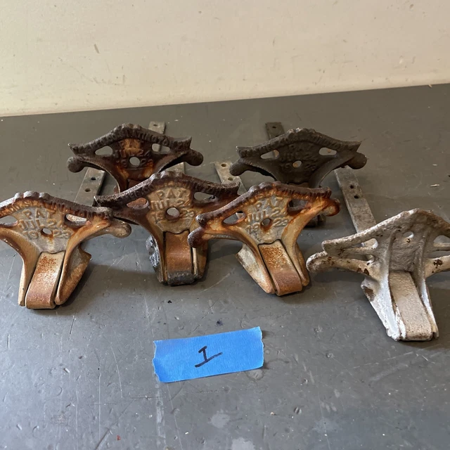 Lot of 6 Vintage Cast Iron Snow Birds Roof Guards, Architectural Salvage Hooks