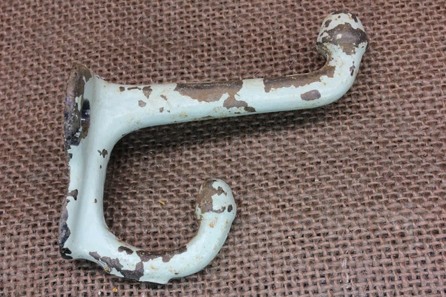 Old Farm Coat Hook School House Chipped Blue Green Paint 2 7/8” Vintage 1880’s
