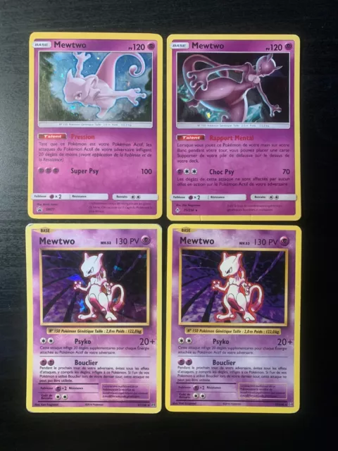 Lot 4 Cartes Pokémon Mewtwo 3 Holos + 1 Rare Françaises