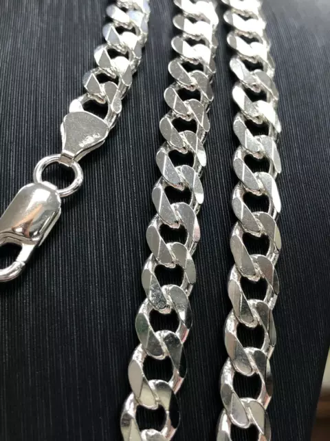 Flat Curb Chain Solid 925 Sterling Silver Mens Bracelet Italian Style HEAVY NEW