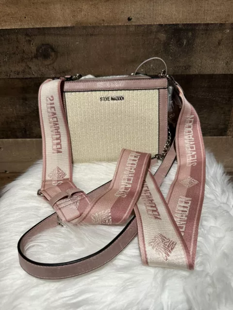 Steve Madden Bruling Top Handle Cross Body Bag With Logo Taping Strap in  Pink