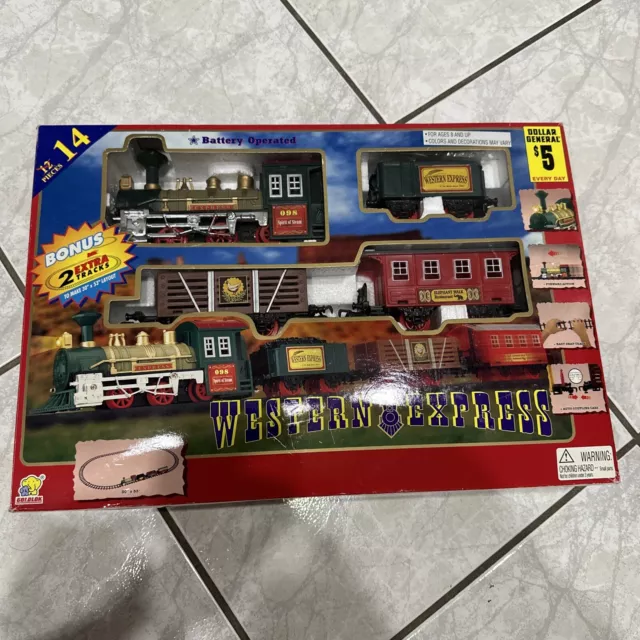 14 piece 2002 western express battery operated train in the box new *open Box