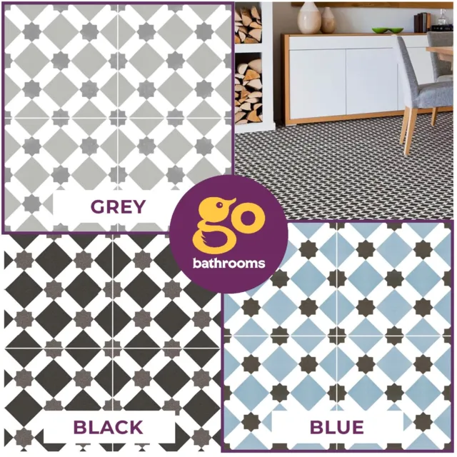 Victorian Pattern Wall & Floor Tile Matt Ceramic Shower Kitchen Tile 45x45cm Box