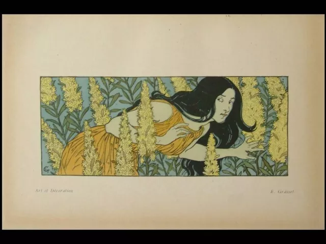 Eugene Grasset, Inquietude - 1897 - Lithographie, Art Nouveau