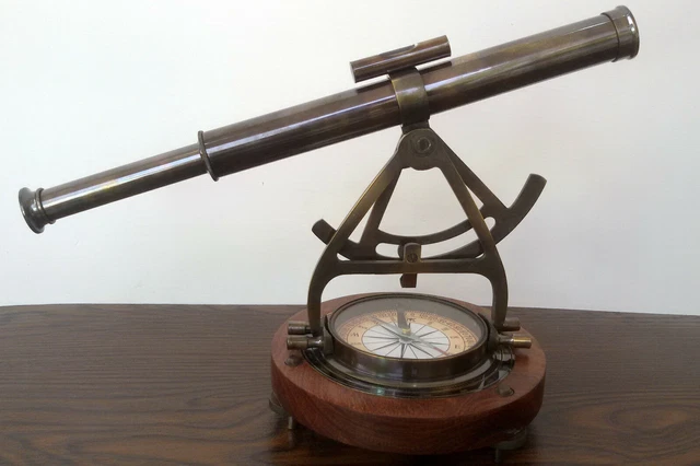 Réplique Antique Laiton Théodolite Alidade Télescope Boussole Instrument...